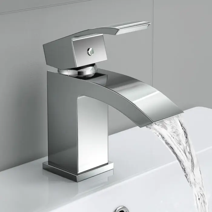 Waterfall Bathroom Basin Sink Tap Square Mixer Chrome Mono Bloc Luxury Cloakroom Faucet With Basin Waste Buy Wash Basin Faucet Waterfall Basin Tap Basin Mixer Tap Product On Alibaba Com