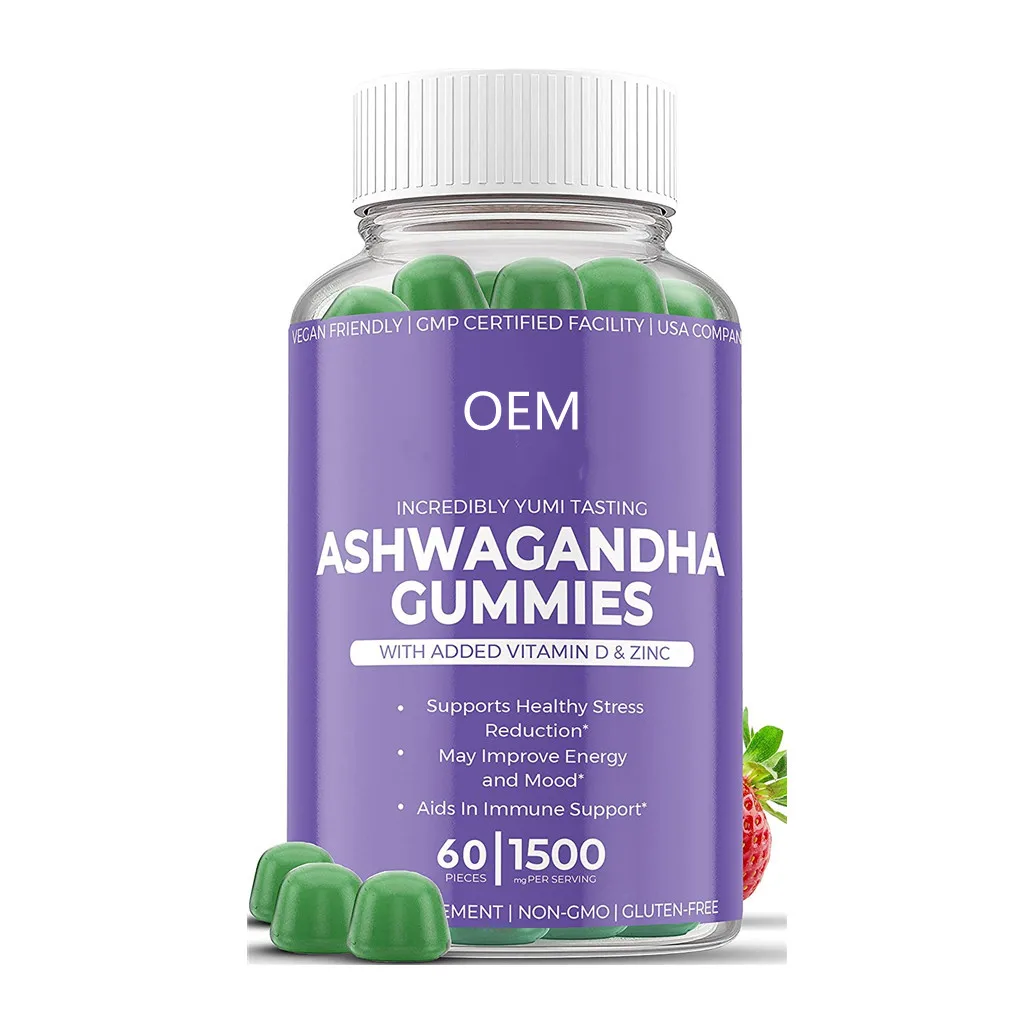 Custom LOGO Ashwagandha Maca Root Gummies Supplements and l Theanine Gummies
