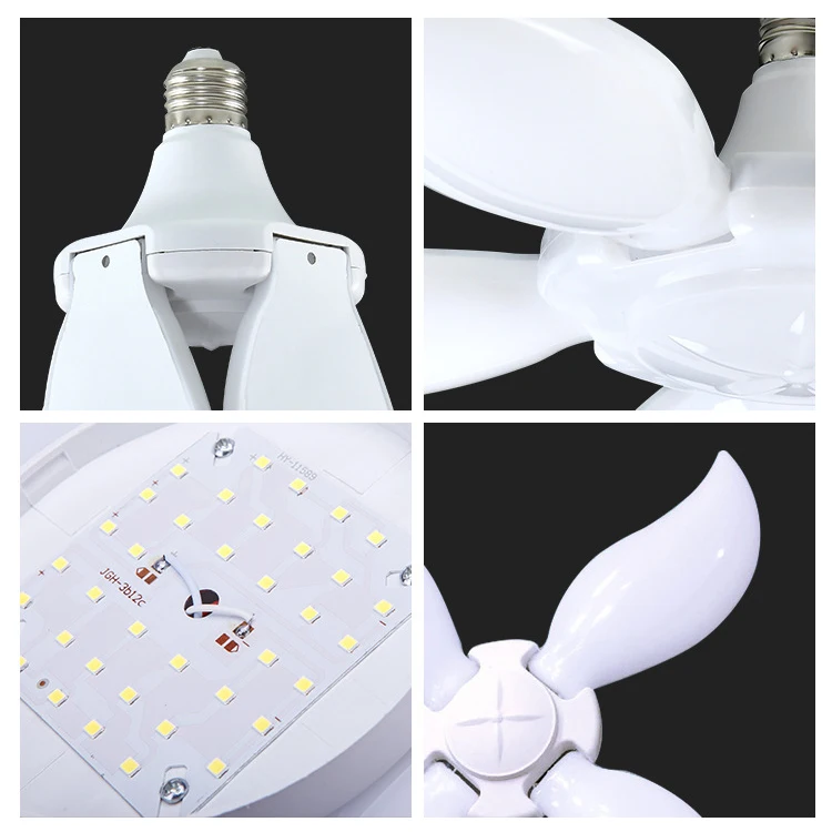mango Shape Led E27 Fan Bulb Light Foldable Fan Blade Ceiling Bulb Led Light Folded Led Foldable Fan Blade Led Light Bulb 45w