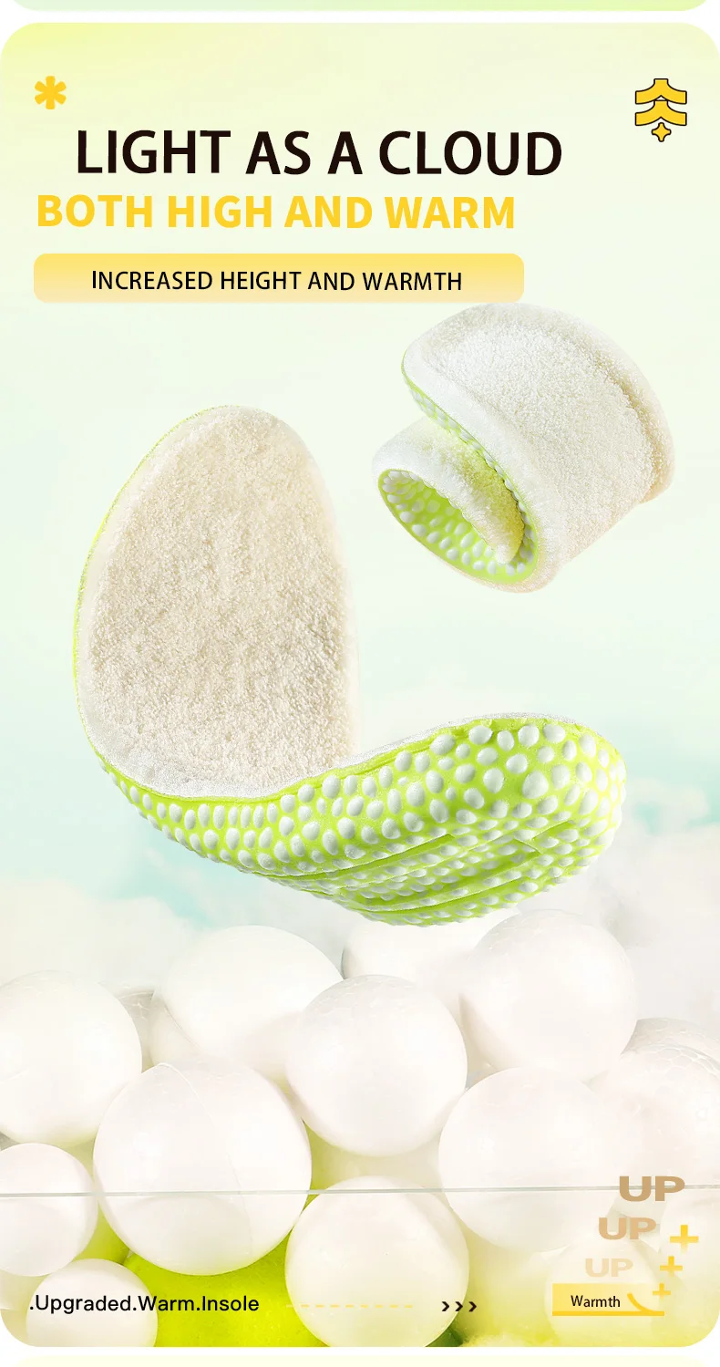 Winter Warm Height-Increasing Insoles, Fluffy Thermal Inserts for Cold Protection