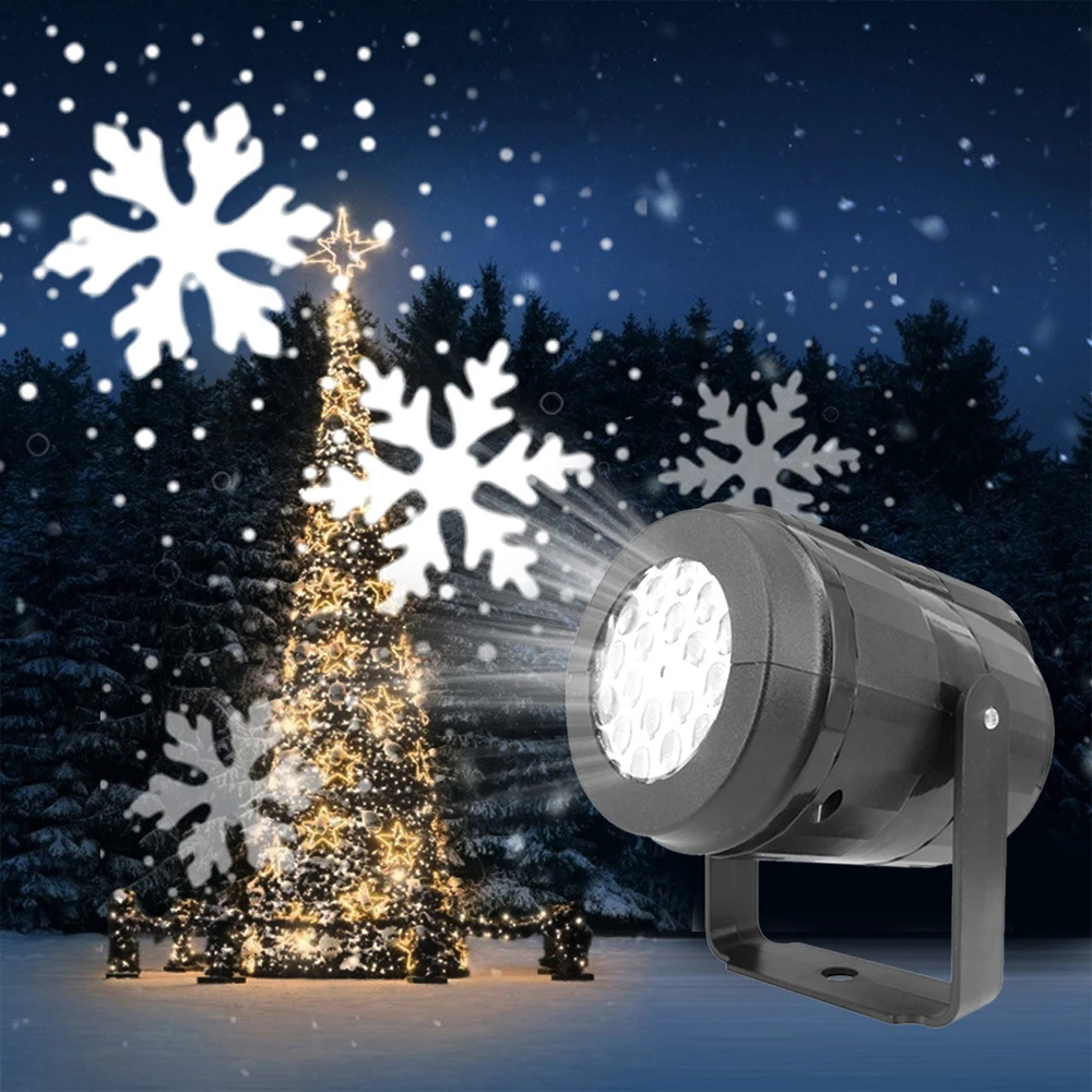 LED Christmas Snow Lights White Storm 360 Degree Rotating Projection Pattern Outdoor Landscape Lawn Laser Stage Spotlights