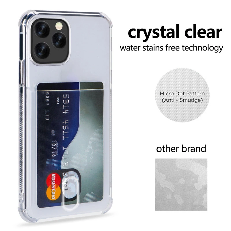 For iPhone Plus X 11 12 13 14 15 Case Clear Color Phone Case with Credit  Card Clear for iPhone 16 Case with Credit Card Pocket