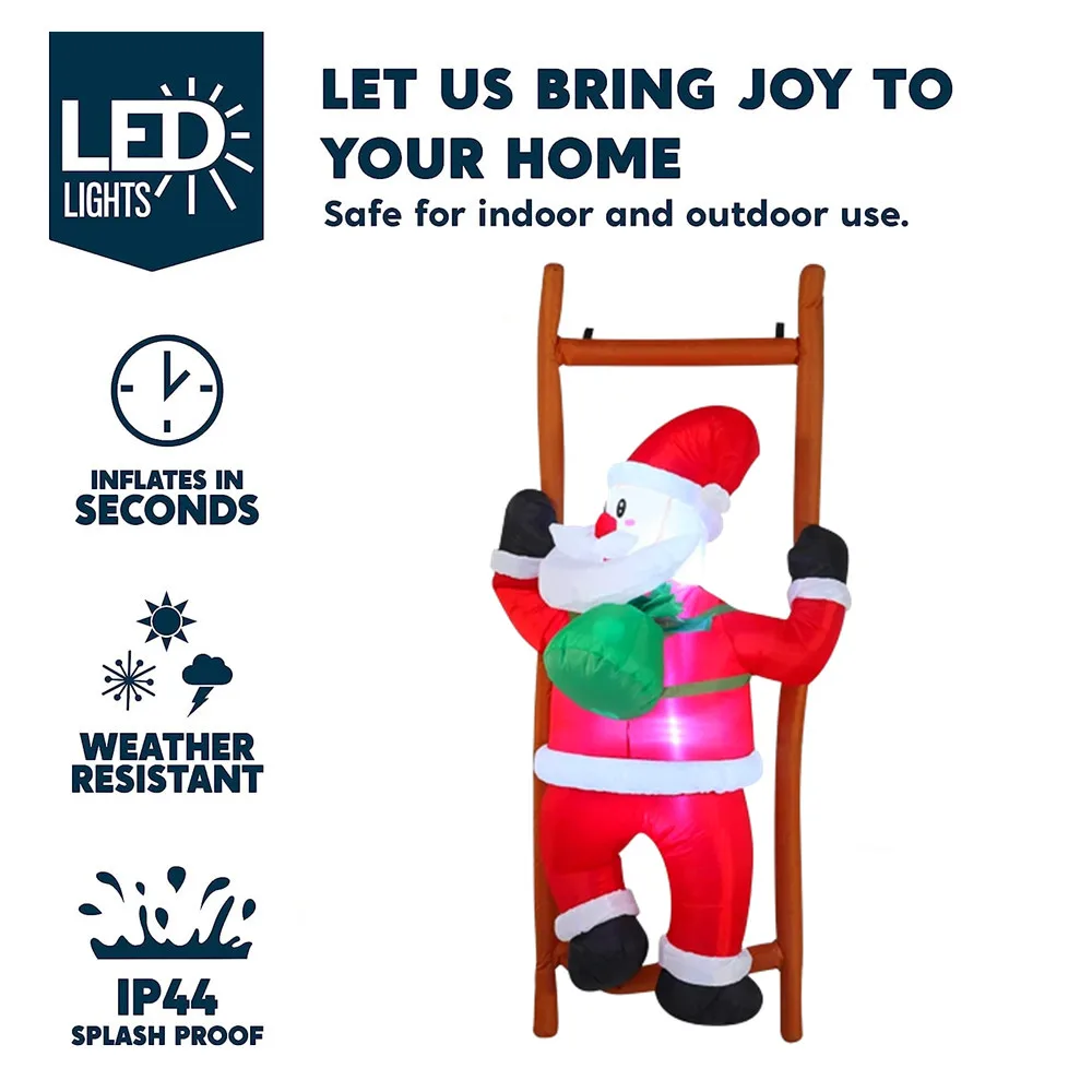 Christmas Decorations Carousel Climbing Santa Claus Ladder Inflatable