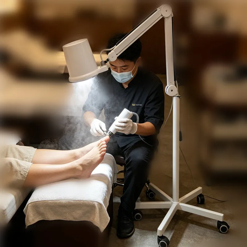 Heavy Duty Rolling Floor Stand Nail Dust Collector Vacuum Pedicure Dust Extractor Vacuum Cleaner with Light for Podiatry Feet