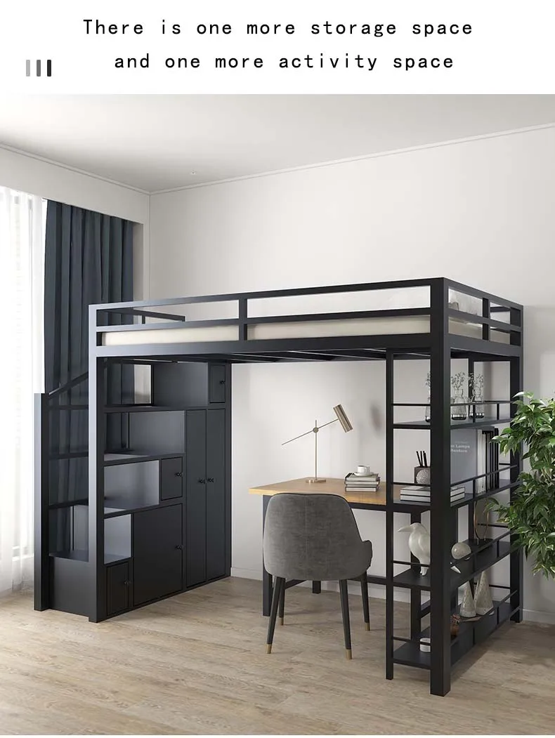 Customized Modern Metal Loft Bunk Bed With Storage Modern Simple