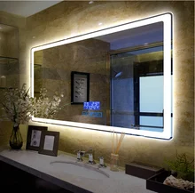 Waterproof Defogger Touch Switch Rectangle Smart Led Bathroom Mirror with Speaker and Radio