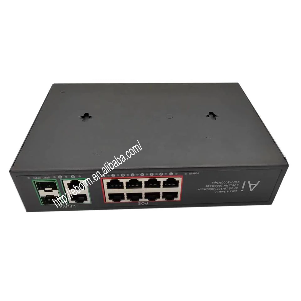 工厂价格8端口千兆以太网PoE交换机120W PoE电源，带2个SFP和2个RJ45端口上行链路