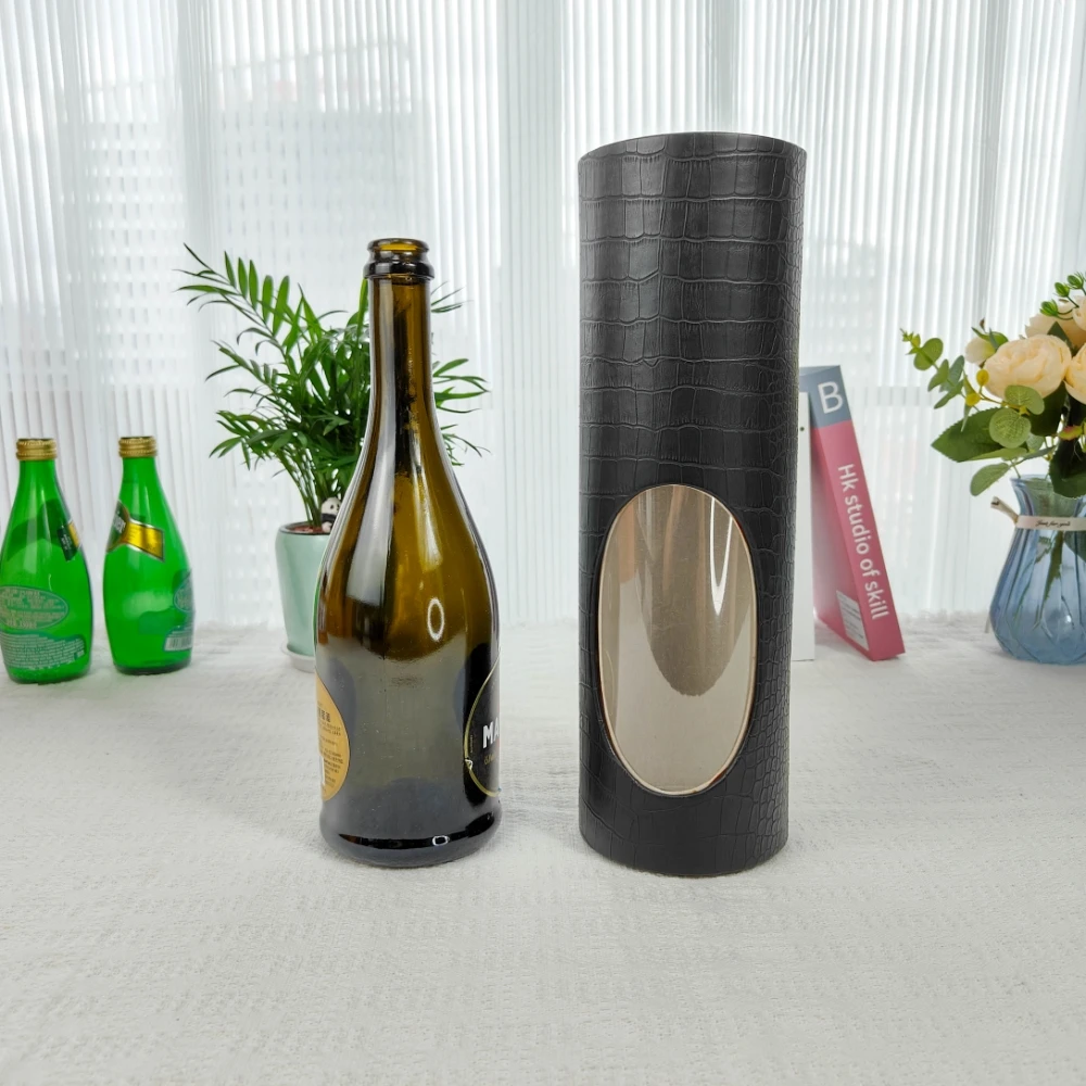 Wholesale Cylinder Paperboard Rigid Box For Men With Wine Bottle Wine ...