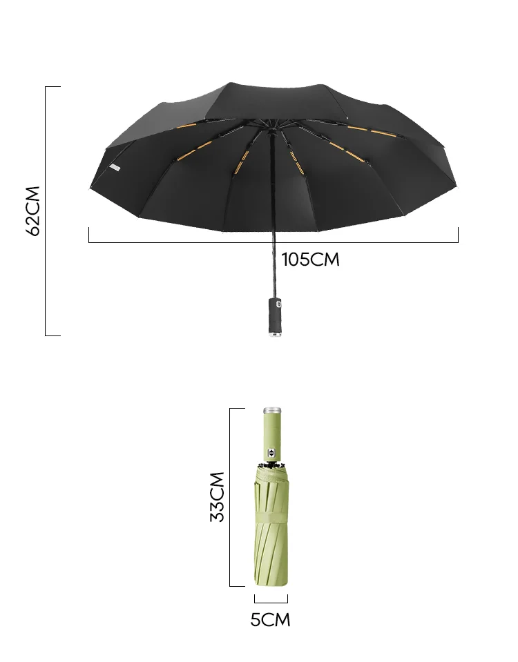 Classic Three-folding Led Umbrella With Automatic Open Close Anti-uv ...