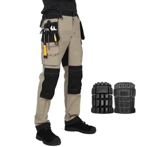 Heavier Twill Cargo Work Pants With Nylon Knee Pads Work Wear Pants Stretchy
