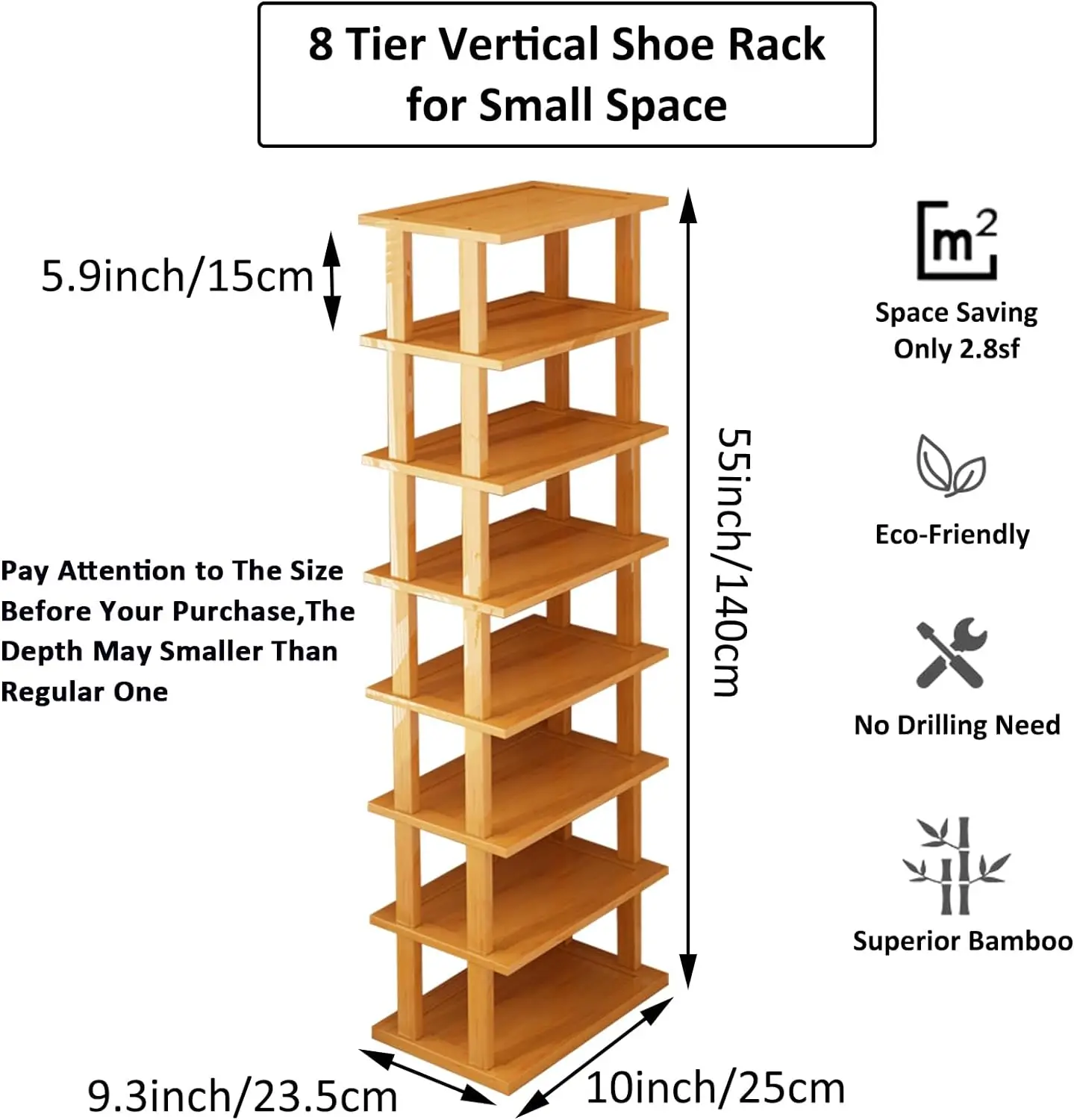 product skinny bamboo shoe rack free stackable diy vertical rack for closet entryway corner garage living room furniture-3