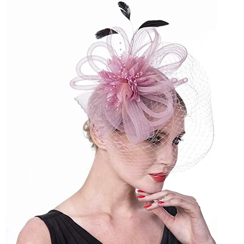 Женская Элегантная черная сетчатая платье Kentucky для Дерби маленькая мини-шляпа Sinamay свадебной вечеринки