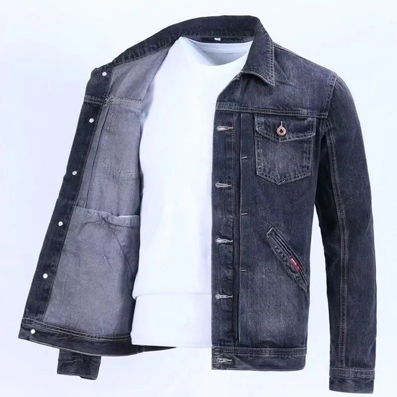 Spring And Fall Retro Denim Men's Fashion Brand Handsome Cargo Jacket Korean Version Slim Casual Wear Clothes_voghion.com
