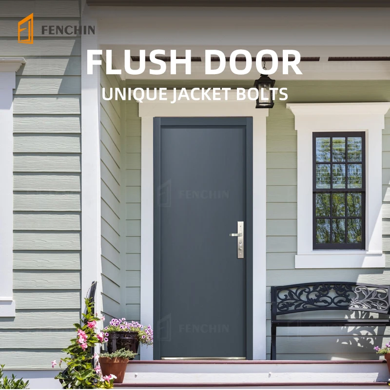 European Style Modern Latest Double Main Moulded Surface Solid Core Exterior Flush Sliding Door Sunmica Design With Groove