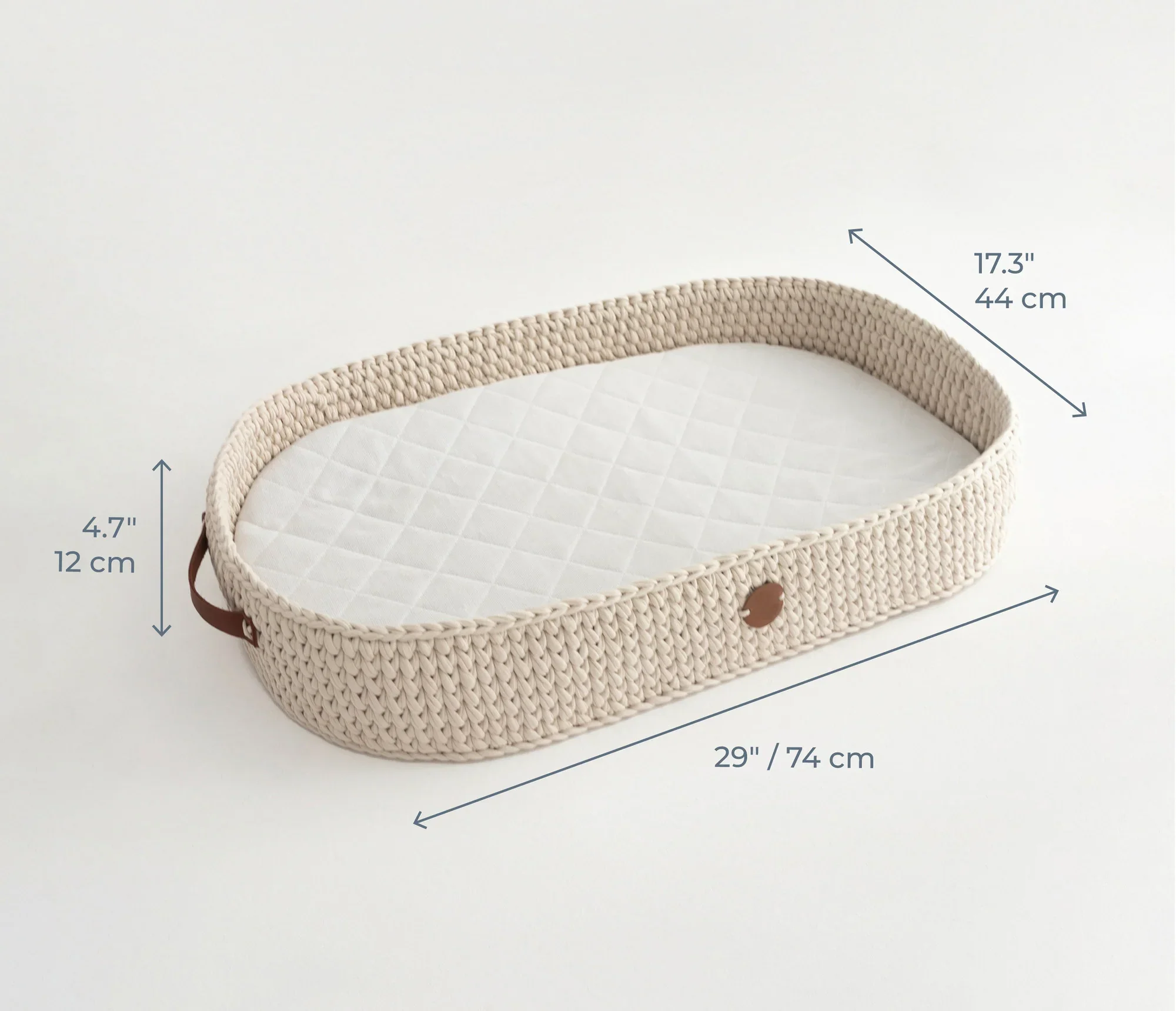 Baby Changing Basket With Extra Travel Diaper Pad Cotton Rope Moses