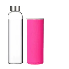 Eco-Friendly Clear Glass Neoprene Insulated Sports Water Bottle Direct Drinking for Outdoor Camping Juice Consumption Applicable