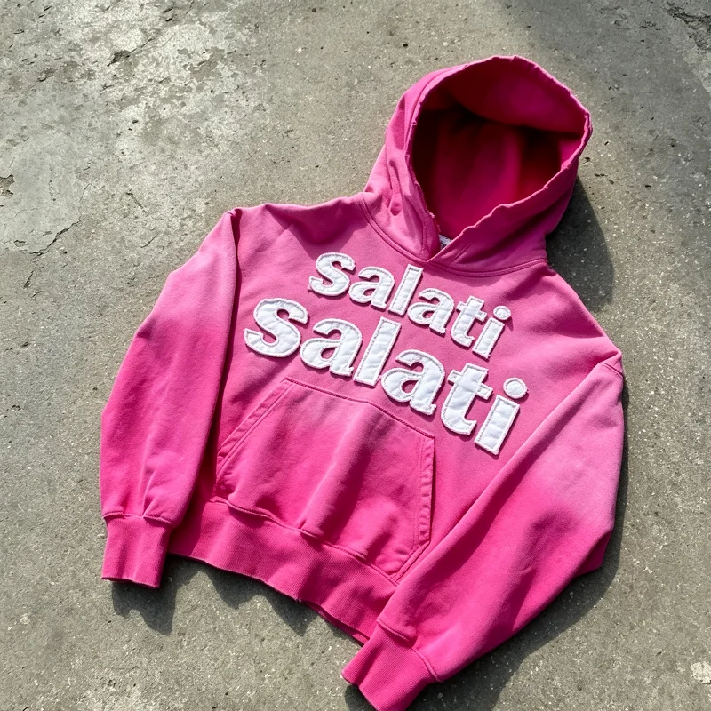 Unisex High Street Pullover Hoodie 100% Cotton Washed Thick Fleece Pockets Loose Silhouette Winter Warm Premium Custom gallery 2