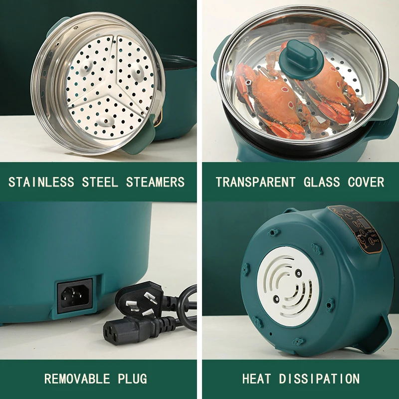 Cooker Electric Skillet Multi Electric Cooking Hot Pot Home Frying Pan Stainless Steel Pots