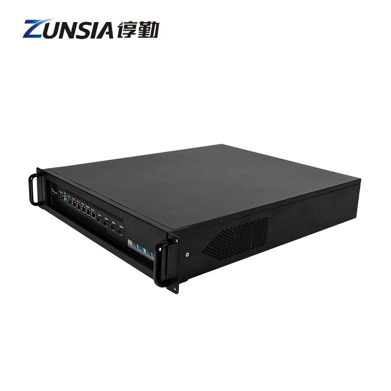 Zunsia 6LAN 4 * SFP 10G брандмауэр мини ПК промышленный 2U Серверный корпус с поддержкой 12-го LGA1700 13-го i3 i5 i7 i9 Pentium Celeron CPU