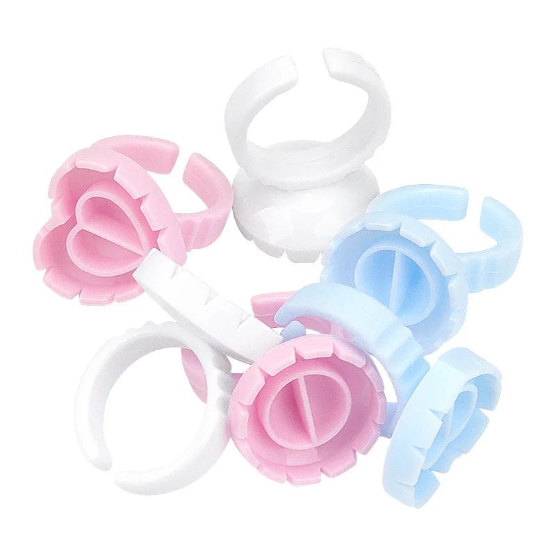 Wimpernkleberhalter Ringbecher, 100 Stück, Einweg, Für Wimpernverlängerung, Rosa