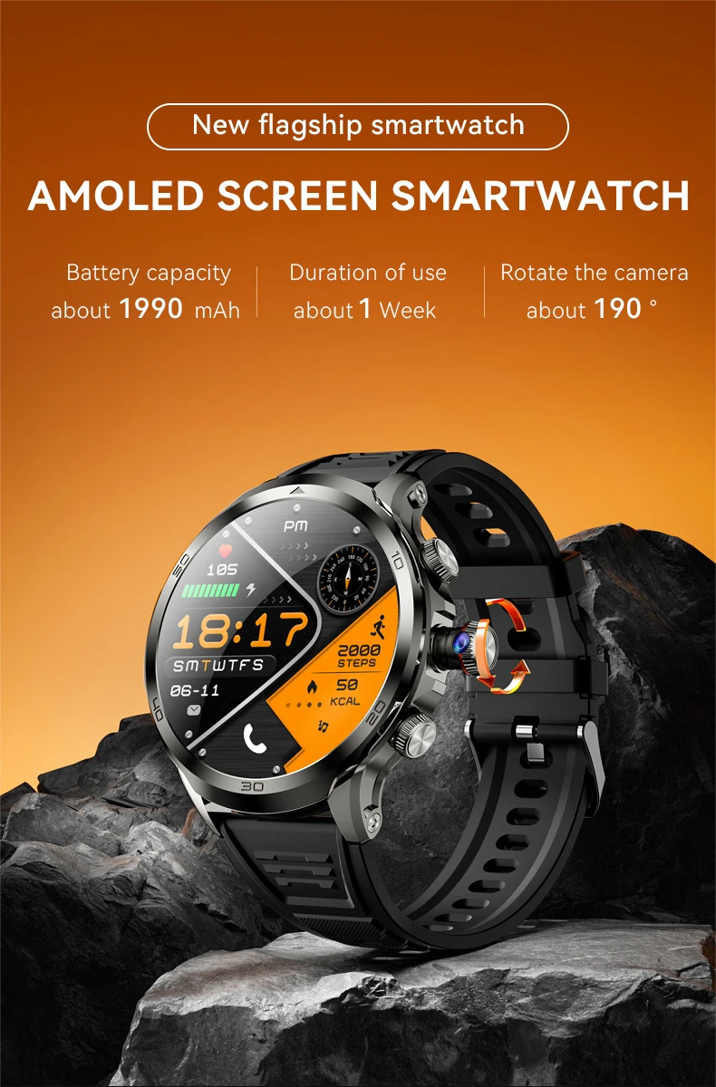 Welcome OEM Order, Factory Whole Selling Global Version 3+32g Video Call Smartwatch Retractable Rotating Camera 1.95