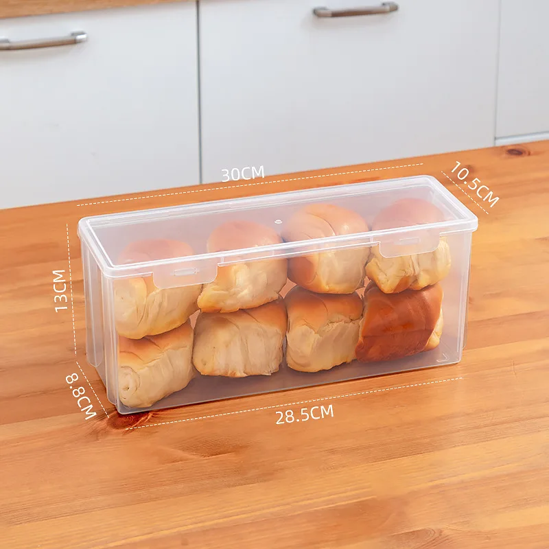 Food Grade Plastic Bread Box Stackable Food Storage Container Transparent Bread Dispenser Holder