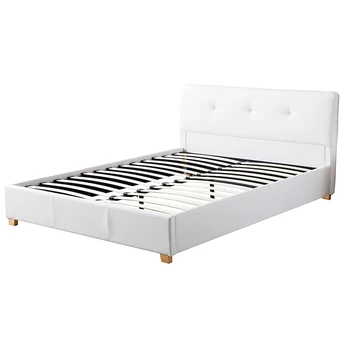 Wooden Panel Nichos White King And Queen Size Platform Portable Bed Frame
