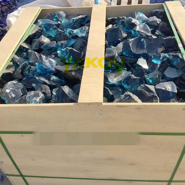 Home Decoration Garden Landscaping Ocean Blue Slag Glass Rocks for Gabion