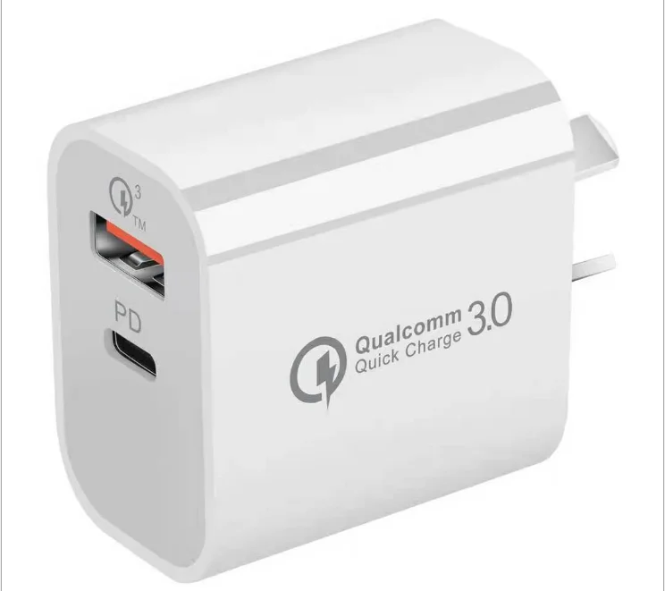 Pd18w charger QC 3.0 fast charging head 20W dual port qc3.0 + PD Anglo Australian fast charging charger