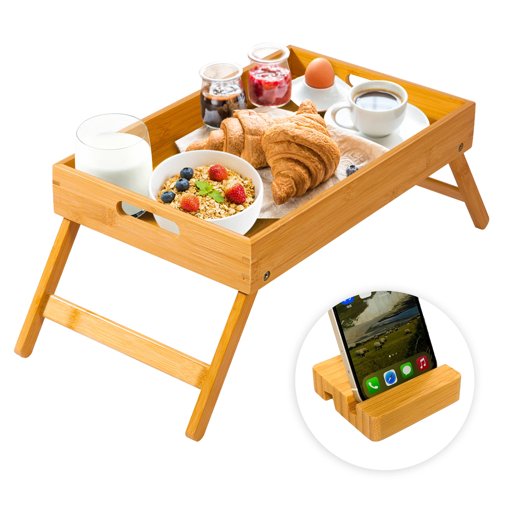Bamboo Serving Trays With Handles Custom Bed Tray Tables Wooden