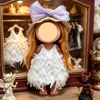 White feather skirt+purple straw hat-without dolls