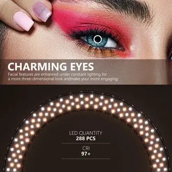 Neewer 18-inch RGB Ring Light With APP Control, Dimmable Bi-Color 3200K-5600K CRI 97+ LED Ring Light With Stand, 0-360 Full detail image