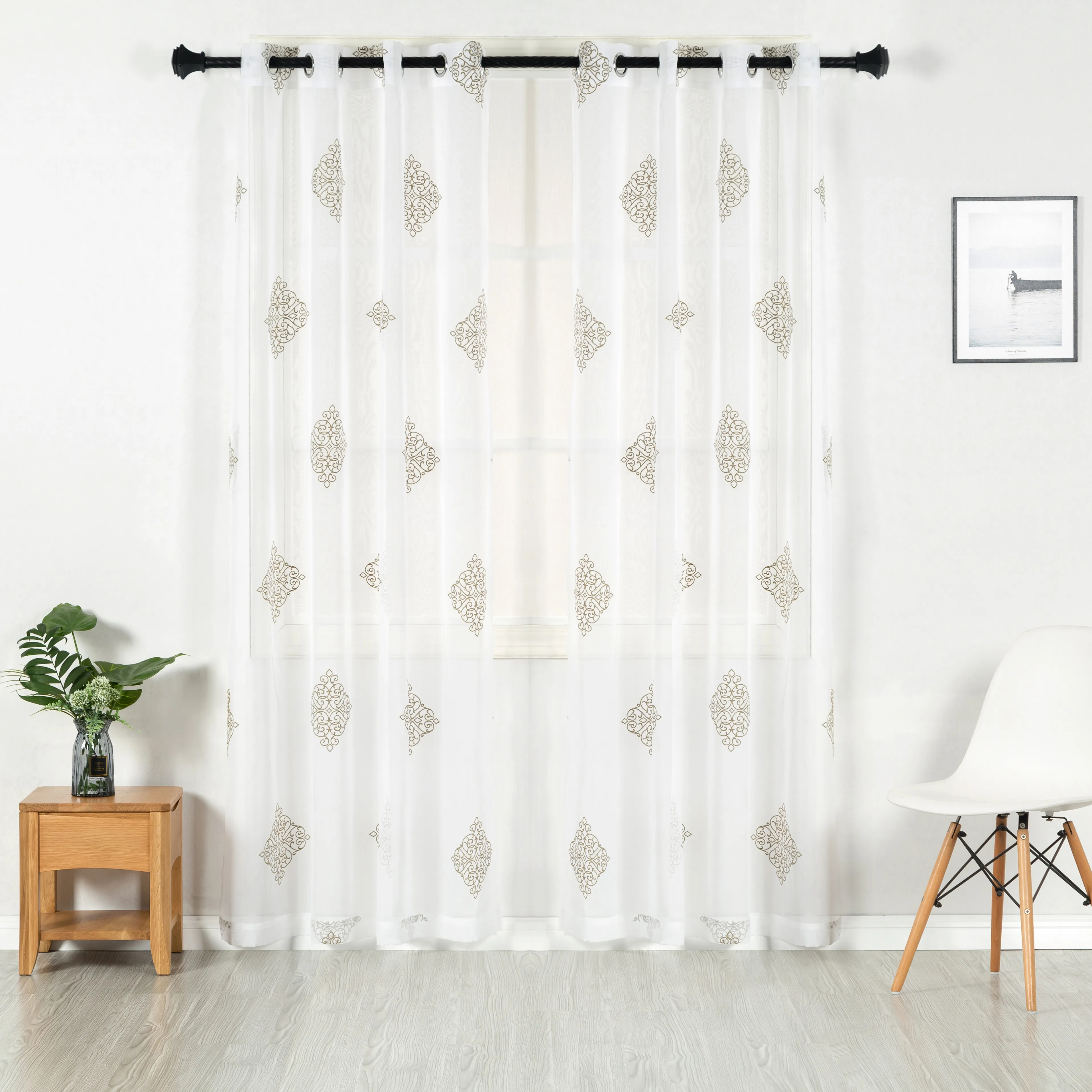 European Foil Print Voile Sheer Curtain For Living Room Buy European Curtains