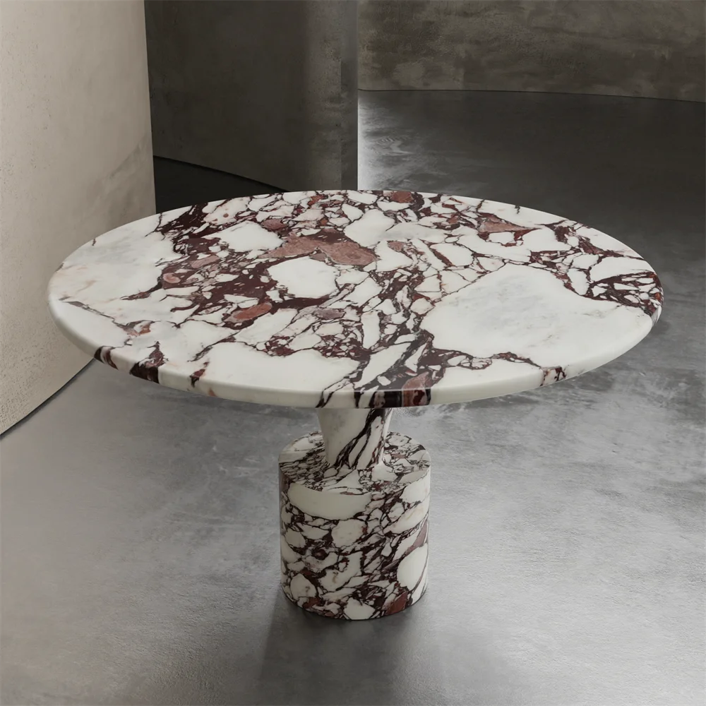 Calacatta Viola Round Dining Table with Unique Legs