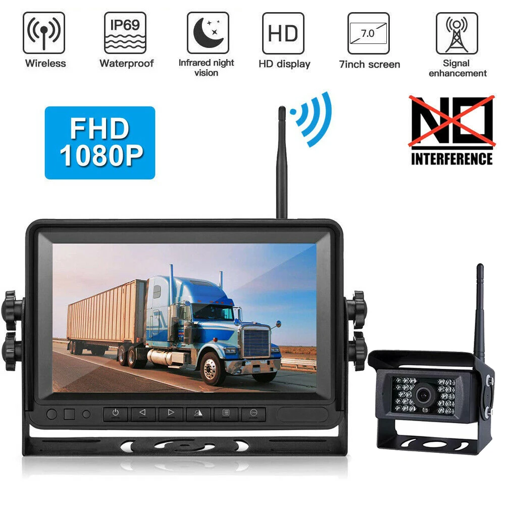 Ahd 1080p Wireless Ips 7 Inch Car Monitor Rear View Reverse Camera