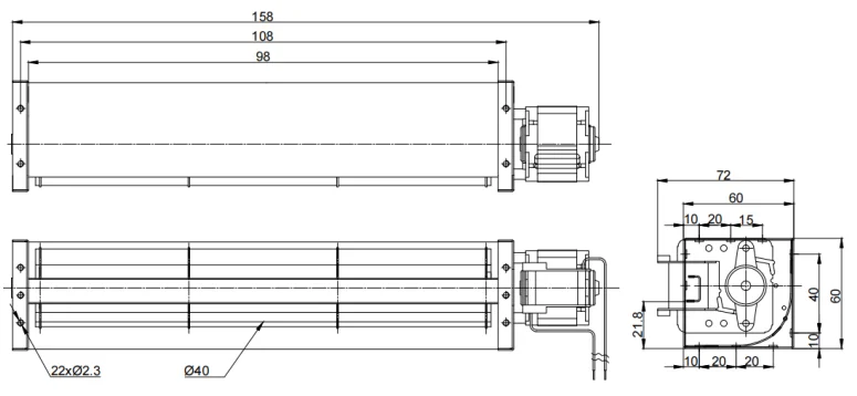 Tangential Fan, 230V, 40mm, Aluminum - detail 14