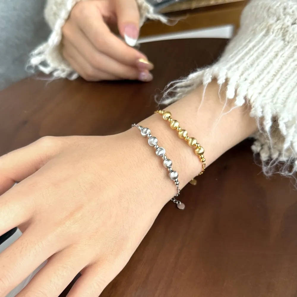 KAKODIY Finest 925 Sterling Silver Chain Five Polished Surface Beads Pendant Bracelet Women's Jewelry detail 4
