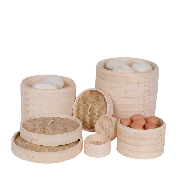 Wholesale Custom logo Different Size Handmade Bamboo Food Steamer Use for Dim Sum Dumpling and Delicious Food