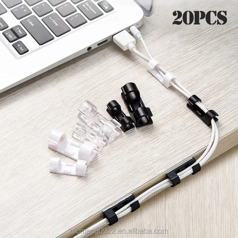 5/20PCS Self Stick Wire Organizer Line Cable Buckle Clips Clamp Table Wall  Fixer Fastener Holder on Data Telephone Line Winder