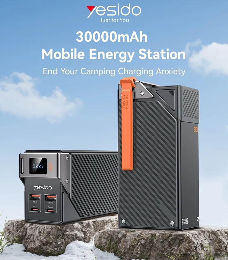 Yesido YP62 30000mAh PD 20W + SCP 22.5W Fast Charging Multi-port Design High-definition Large Screen Power Bank