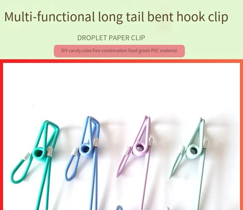 Long tail bent hook clip color multi-functional windproof clothespin hanging storage and drying long tail clip hook details