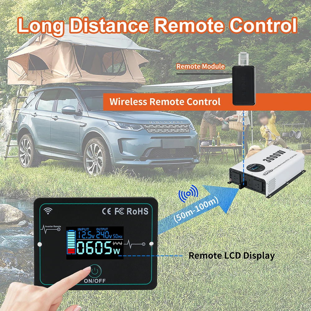 Tianmo 3000W Wireless Remote Control Power Inverter DC 12V to AC 240V ...