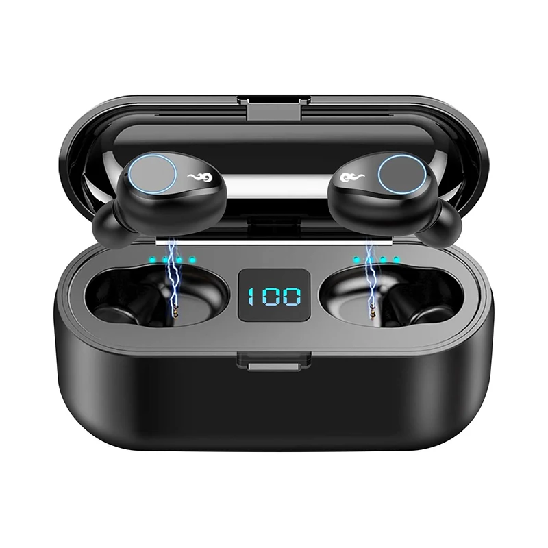 F9 TWS Wireless In-Ear Earbuds with Touch Control LED Flashlight