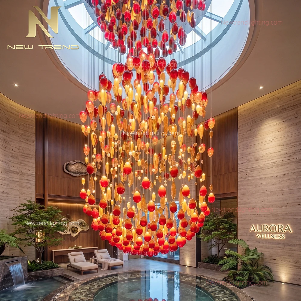 CPL-523 Custom Glass LED Chandelier: Oversized Bespoke Statement Lighting Manufacturer for Hotel Lobbies & Grand Halls