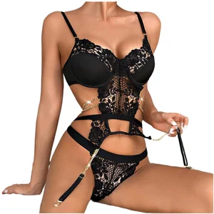 Exquisite Sensual Elegance Lenceria Erotica Factory-Encountered Captivating Underwear with Lace Decoration