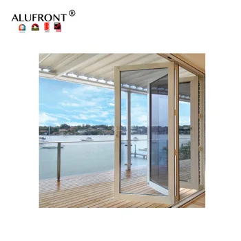 Alufront T80 Exterior Modern Design Hurricane Proof Bi Folding Door AS2047 Certified Aluminum Folding Glass Door for Patio