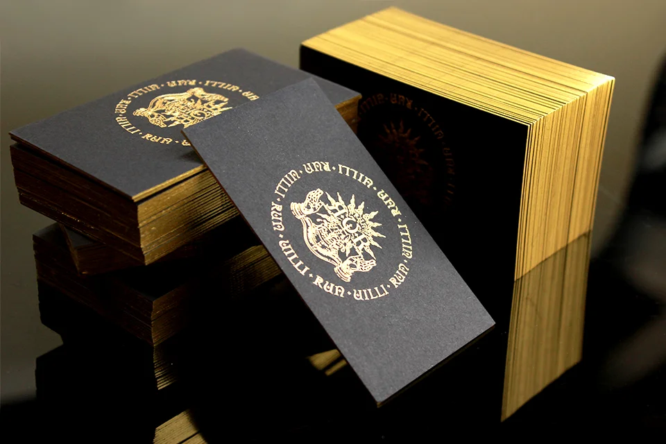 Custom Embossed LOGO Business Card Printed With QR Code Gold Foiled ...