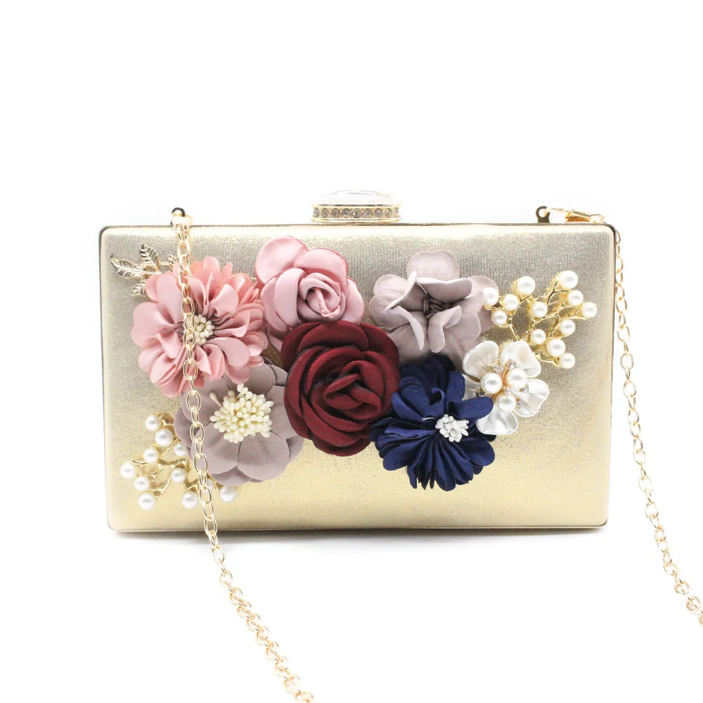 Factory Supply Flower Wedding Bride Floral Clutch Bag Evening Bags