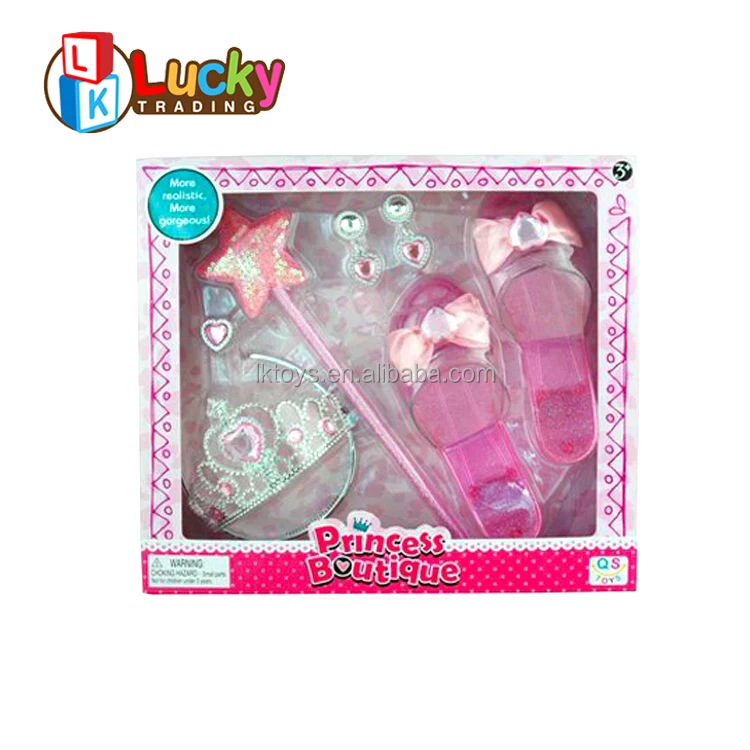 Kit Chaussures Princesse Et Bijoux Couronne - Jouets Accessoires Déguisement Fille - Faire Semblant De Jouer