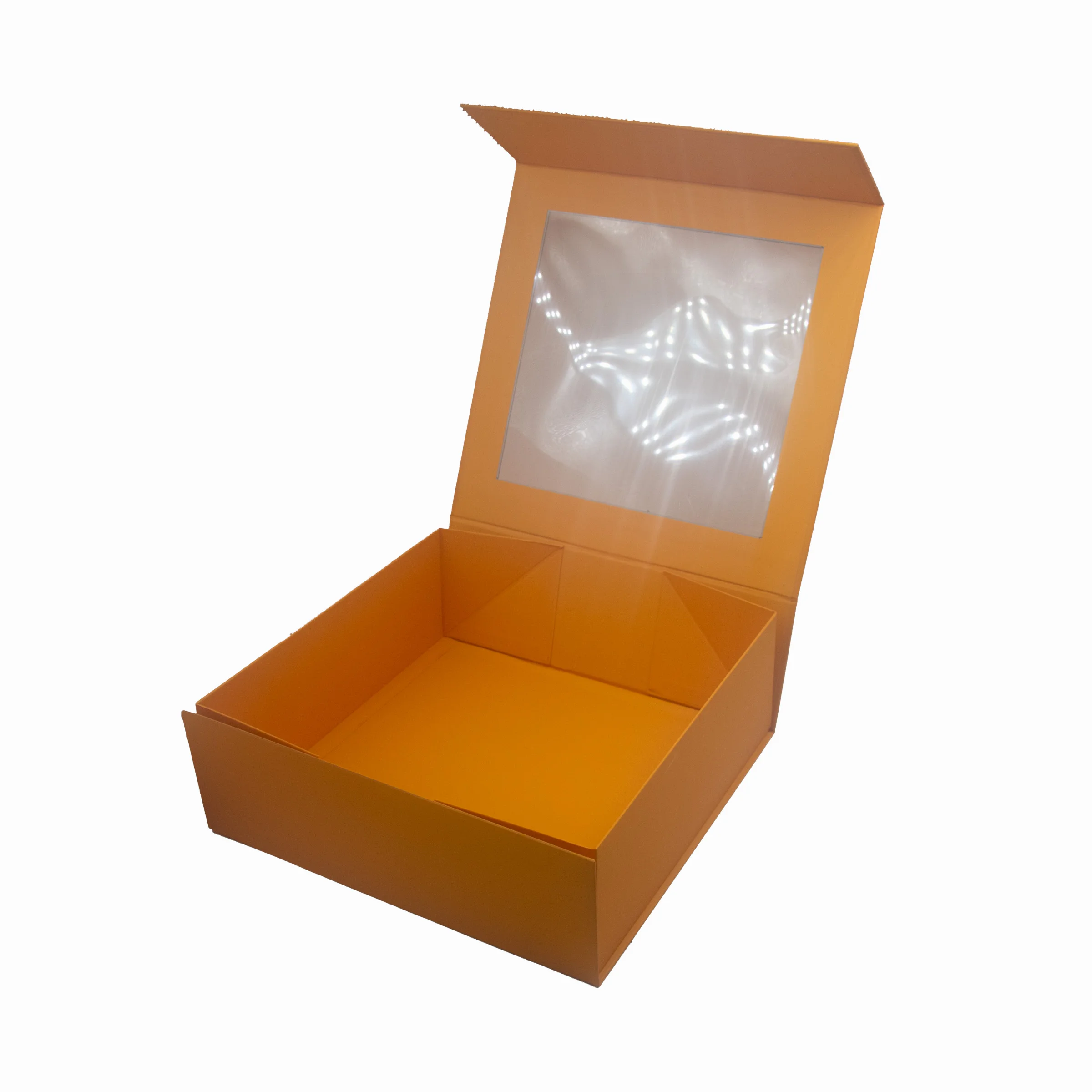 Custom Logo Recycled Rigid Hard Cardboard Luxury Gift Box with Clear PVC Window and Magnetic Closure